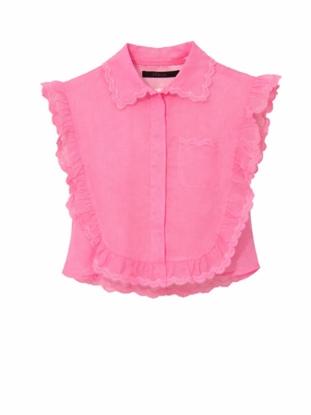 Deluc Bubble Gum Pink Sleeveless Lace-Trim Blouse